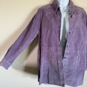 Territories Women’s Light Purple Lilac Button Up Collared Suede Jacket M